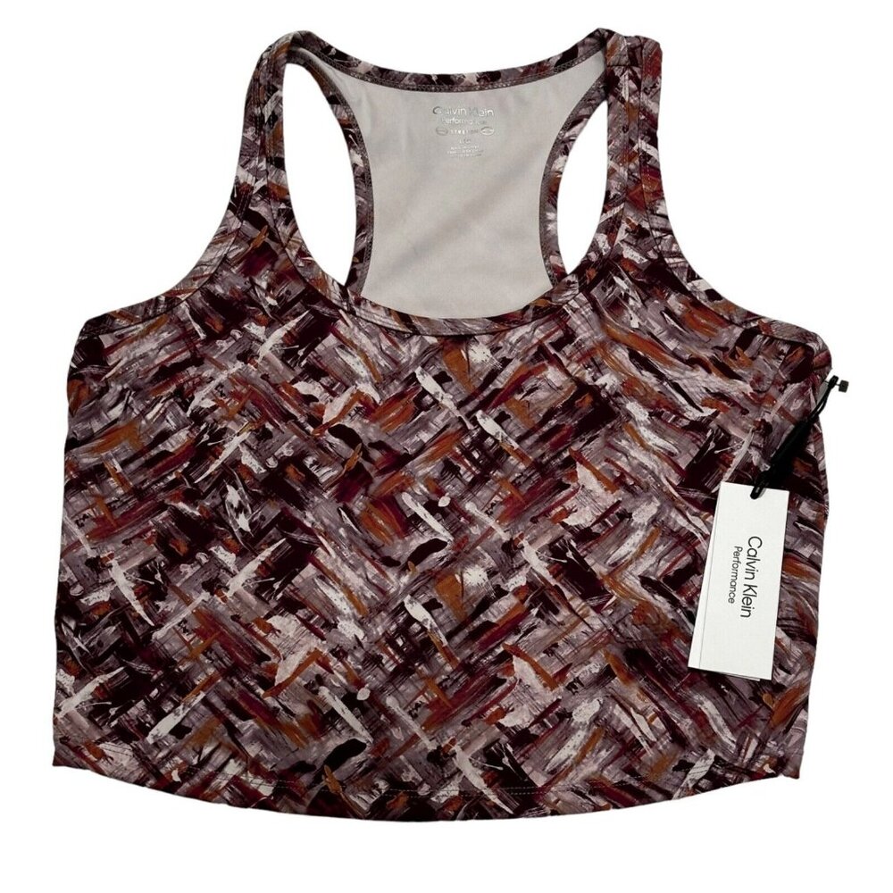 Calvin Klein Womens Size L Performance Print Racerback Cropped Tank Top NWT